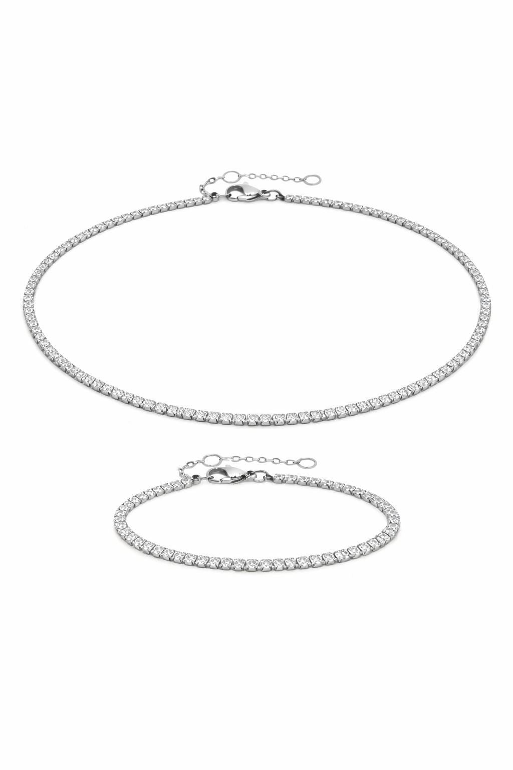 Collana & Bracciale Tennis Silver
